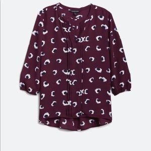 3/4 sleeve maroon dress shirt Blouse